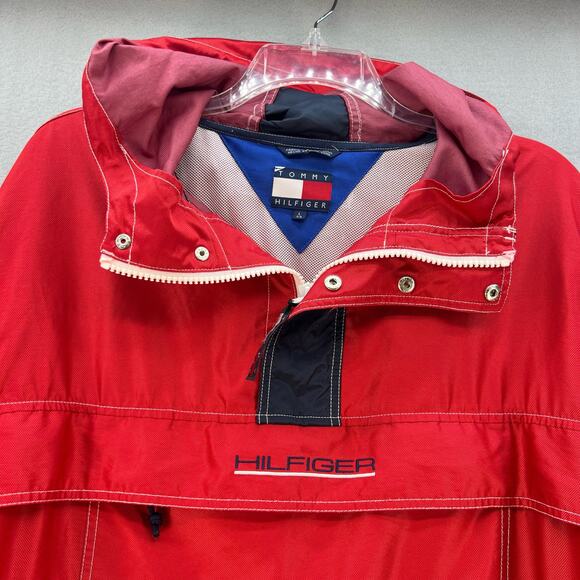 Tommy Hilfiger Men's Quarter Zip Jacket Size Large Pullover Y2K Windbreaker - Picture 2 of 16